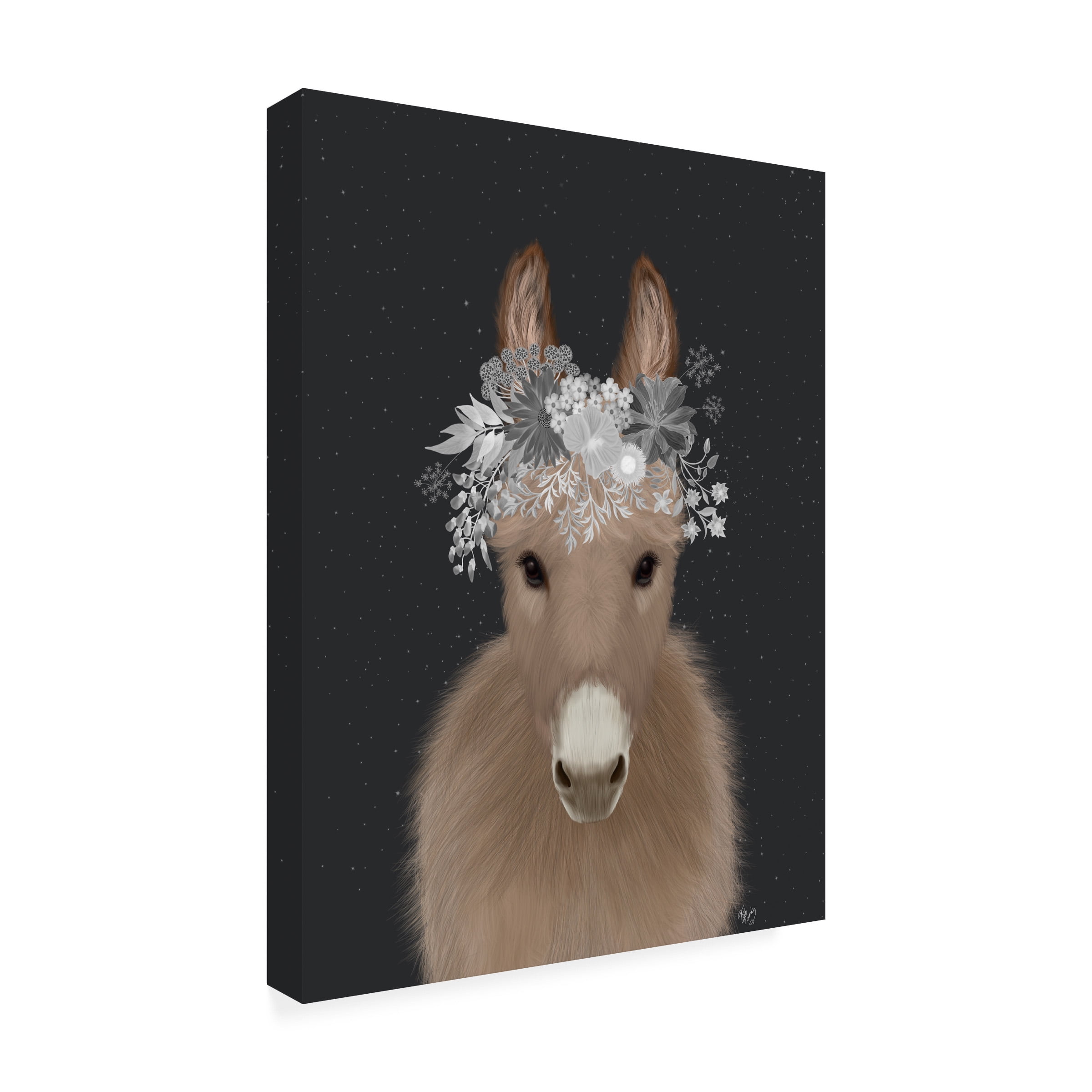 Fab Funky 'Donkey White Flowers' Canvas Art