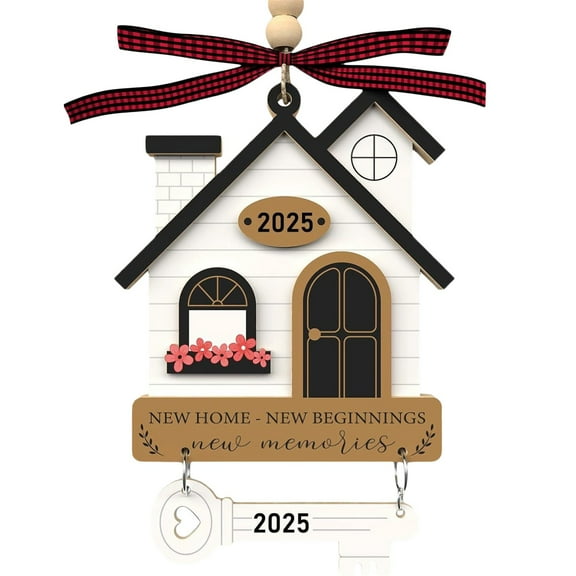 2025 New Home Ornament - 1st Christmas in Our New Home Ornaments, 2 Layer Wooden House Warming Decoration for Xmas Tree, Perfect New House Gift