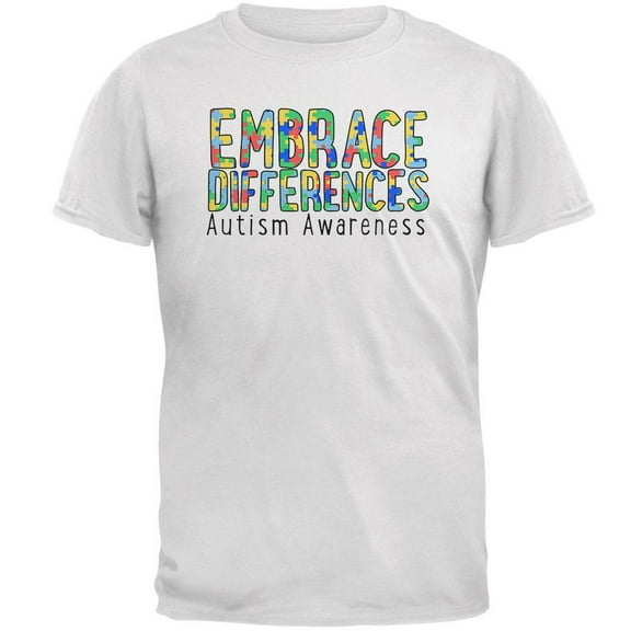 Autism Awareness Embrace Differences Mens T Shirt White MD