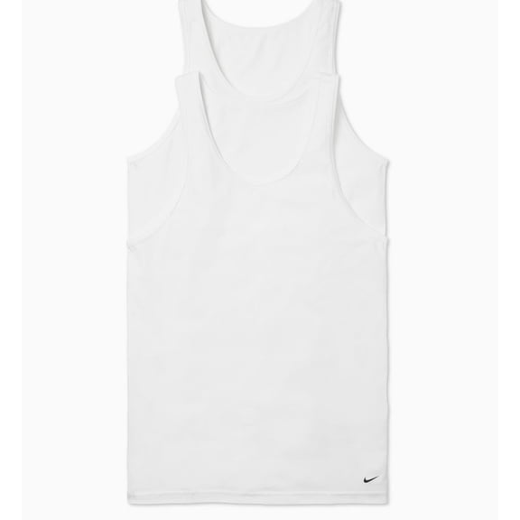 Nike 2Pk Tank Evdy Cotton Stretch Mens Active Shirts & Tees Size XL, Color: White