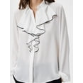 thumbnail image 5 of Buttoned Puff Sleeve Ruffle Chiffon Shirt, 5 of 6
