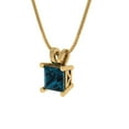 thumbnail image 2 of Clara Pucci 18K Yellow Solid Hypoallergenic Gold 3Ct Natural London Blue Topaz Princess Cut Solitaire Designer Necklace Pendant For December, 2 of 6