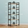 thumbnail image 3 of Baker's Rack with 10 Hooks, Bug Hull Microwave Stand with Storage, Industrial 5-Tier Storage Shelf, Free Standing Wooden Shelf, Brown, 3 of 9