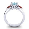 thumbnail image 4 of 2.50 Carat Stunning Round Cut Aquamarine & Garnet Gemstone Engagement Ring for Ladies Solid 14K White Gold Size 7 by Diamond-Capitals, 4 of 8