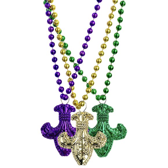 Collar Bnikion Mardi Gras con forma de flor de lis, 48 cm