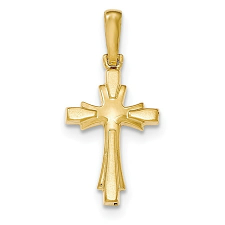 14k Yellow Gold Polished and Brushed Cross Pendant