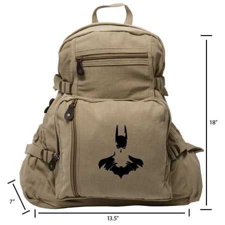 Batman Arkham Knight Durable Military Canvas Backpack Vintage Style School (Best Military Style Backpack)
