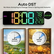 Mpow 10.5 Digital Wall Clock Large Display, with Remote Control, Dual Alarm Clock for Bedroom, 9 Colors, Adjustable Brightness & Volume, Auto DST, ℃/℉, 40 Minutes Countdown