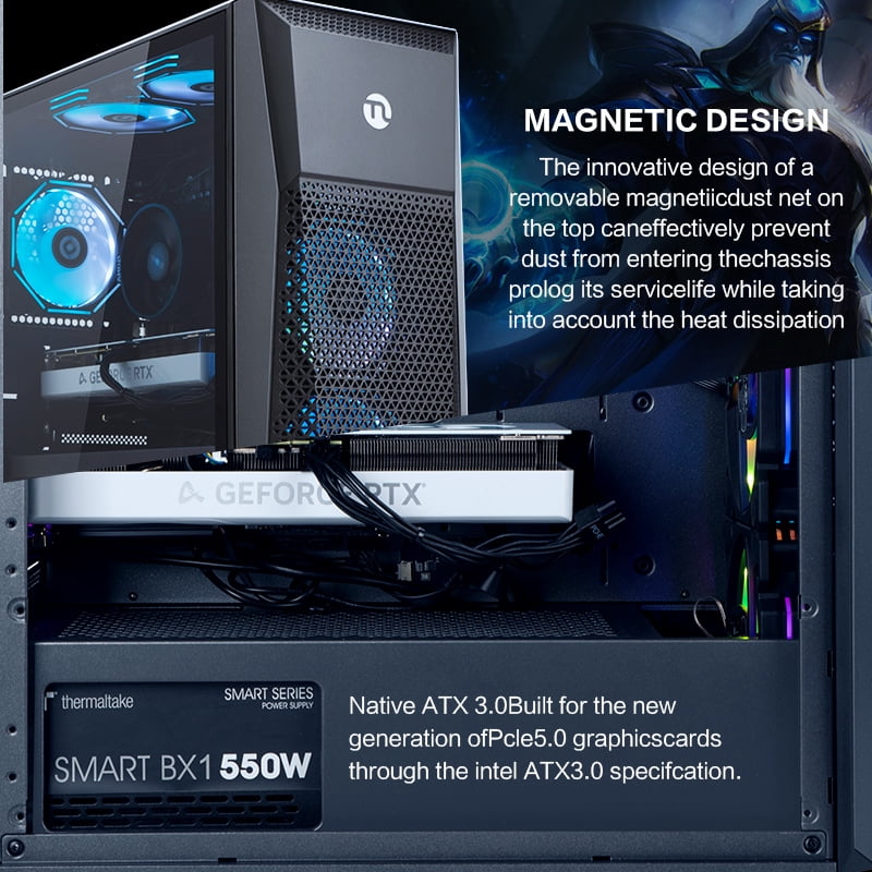 Ningmei Gaming PC Desktop, AMD Ryzen 5 5500, RX 6600, 16GB DDR4, 1TB SSD, Wifi, Win11