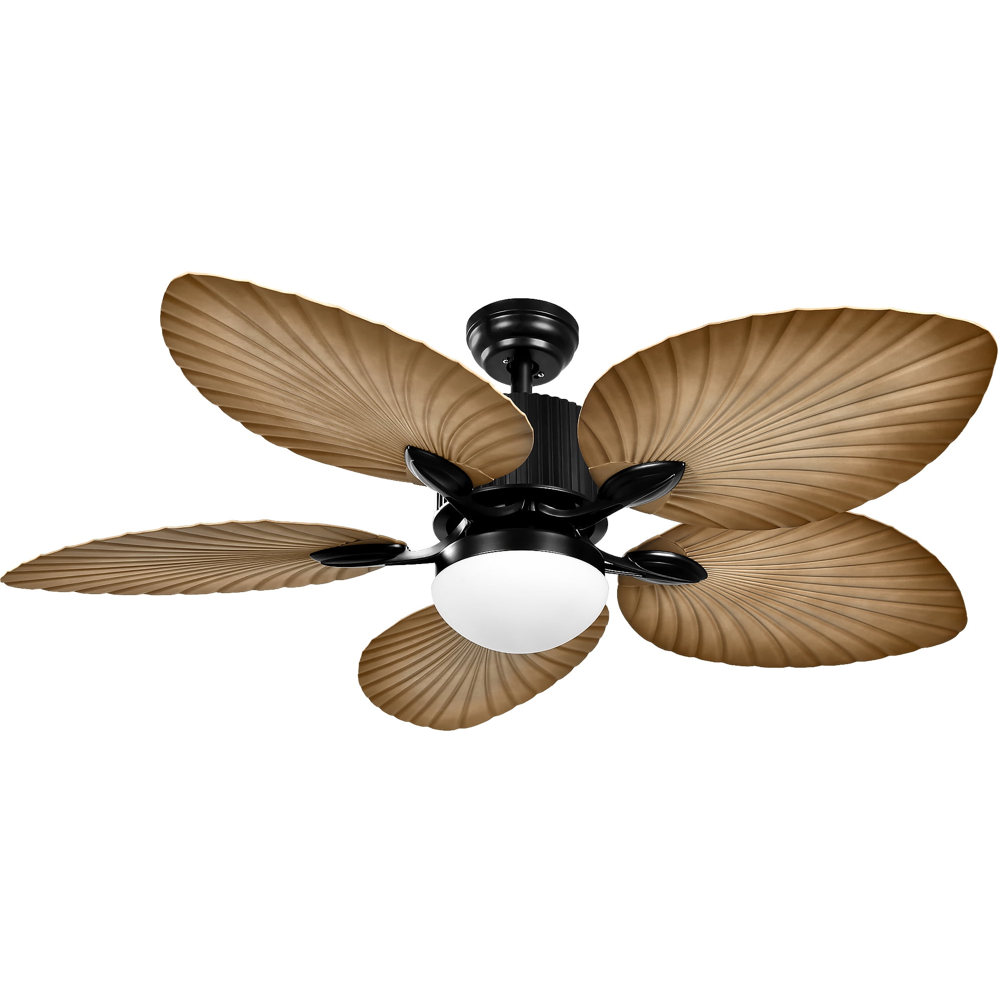 Uforic 52" Tropical Ceiling Fan with Light and Remote,5 Palm Leaf Blades Energy-efficient ceiling fan