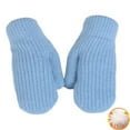 thumbnail image 2 of Women's Striped Knit Mittens, Plush Lined Winter Gloves with Windproof Design, Thickened Thermal Adult Gloves, All-Season Warmth Gloves for Commuters Sky Blue, 2 of 3