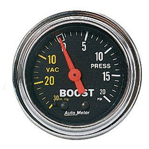 AutoMeter Gauge Vac/Boost 2-1/16in. 30Inhg-20PSI Mechanical Traditional Chrome