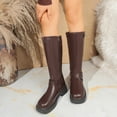 thumbnail image 4 of hzomhy Womens Mid Calf Boots Round Toe Side Zipper Mid Block Heel for Casual Daily and Fall Winter Wear, 4 of 9