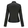 thumbnail image 4 of AZoiNM Women's Slim Fit Motorcycle Jacket PU Leather Stand Collar Zipper Front, 4 of 11