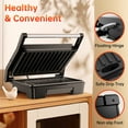 thumbnail image 2 of GPED Panini Press Sandwich Maker, 2 Slice Stainless Steel Panini Press Grill, Non-Stick Sandwich Press Maker with Removable Drip Tray for Any Thickness Sandwich, Burgers, Steak, 2 of 8