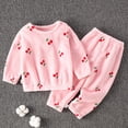 thumbnail image 2 of Weebloom Kids Pajamas Boys Toddler Girls Winter Long Sleeve Cartoon Prints Flannel Shirt Tops Pants Outfits Pajama Homewear Pjs Sleepwear Pink 3-4 Years, 2 of 4