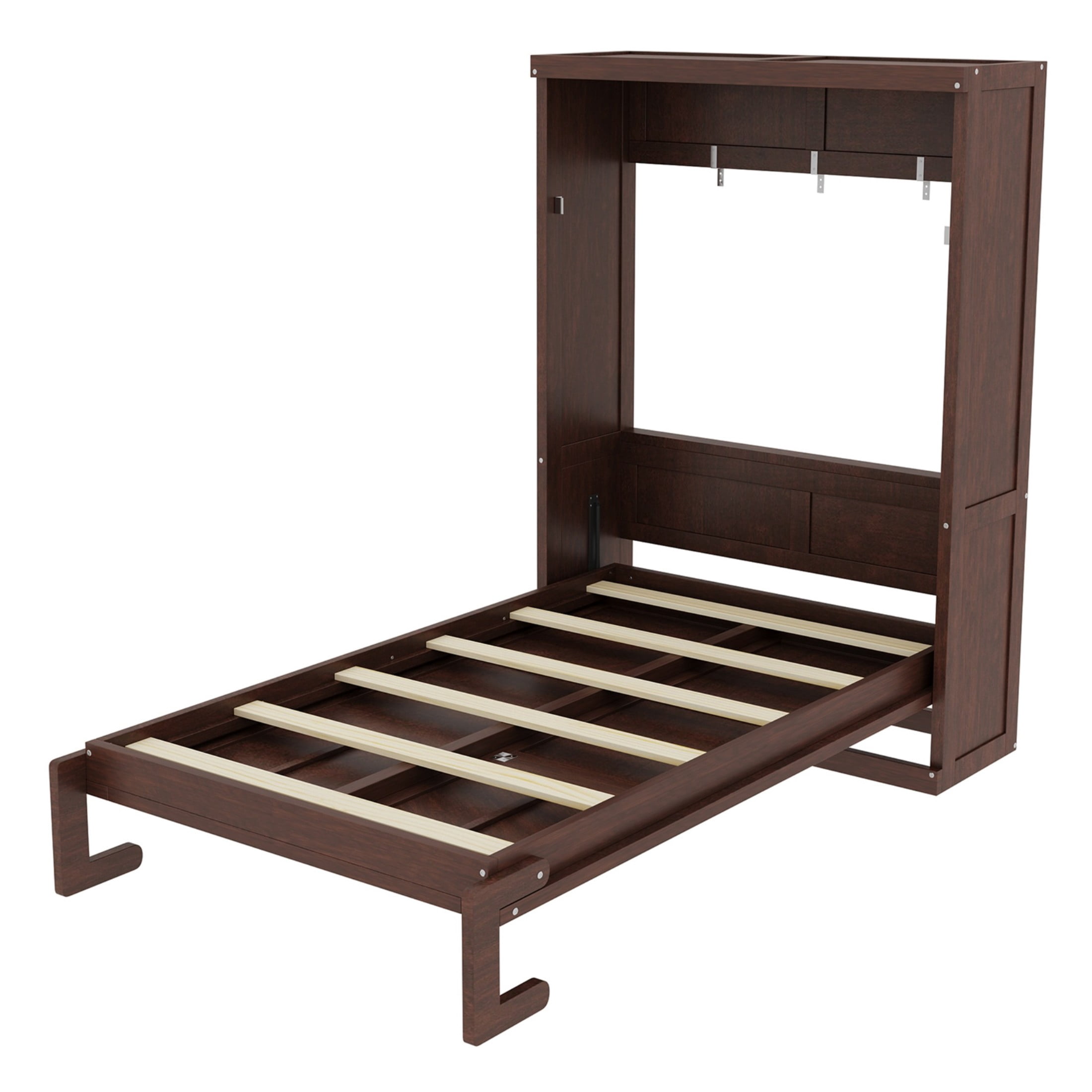 Noble House Bravella Twin Size Murphy Bed, Foldable Hidden Wall Bed Cabinet with Slat Support, Space Saving, Espresso