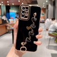 thumbnail image 3 of Samsung Galaxy A53 5g 6.5" Phone Case with Aesthetic Heart Bracelet Strap Luxury Plating Cute Side Hearts Cover with Heart Hand Chain for Women Camera Protection Shockproof Bumper (Black), 3 of 10