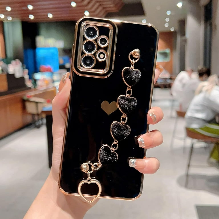 Samsung Galaxy A53 5g 6.5" Phone Case with Aesthetic Heart Bracelet Strap Luxury Plating Cute Side Hearts Cover with Heart Hand Chain for Women Camera Protection Shockproof Bumper (Black) - Walmart.com Samsung Galaxy A53 5g 6.5" Phone Case with Aesthetic Heart Bracelet Strap Luxury Plating Cute Side Hearts Cover with Heart Hand Chain for Women Camera Protection Shockproof Bumper (Black) - Walmart.com