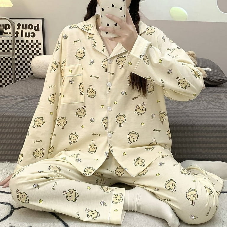 Kawaii Women Usagi Cute Pajamas Set Long Sleeved Pant Anime