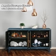 thumbnail image 3 of DKYNDSYN Rattan Sideboard Buffet Cabinet with 4 Doors & Adjustable Shelves Modern Storage Cupboard Console Table for Dining Room Living Room Bedroom Hallway Entryway, Antique Navy Blue, 3 of 7