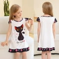 thumbnail image 5 of Jurebecia Girls Nightgowns cats Soft Nightgown Flutter Short Sleeves Nightdress Nightie Dress Sleepwear Pajamas 120 cm 5-6 Years, 5 of 11