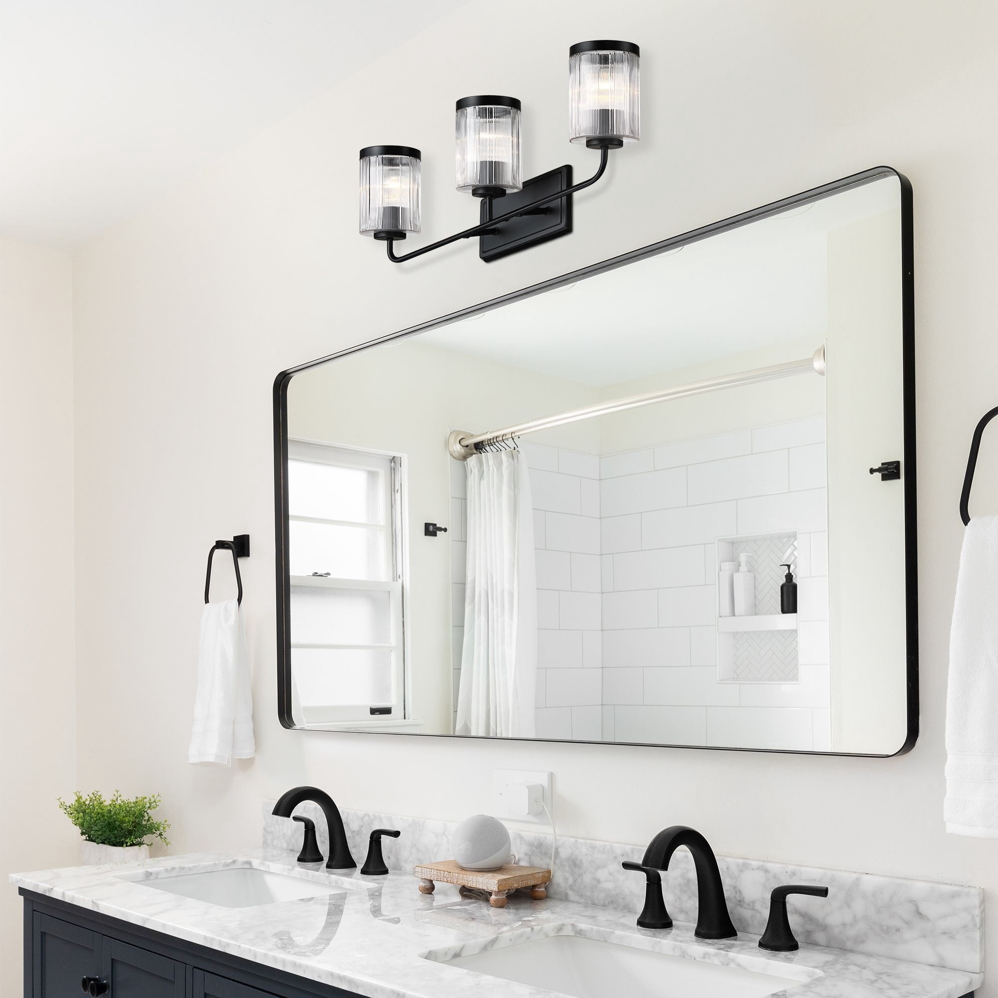 Aspen 24 in. 3-Light Matte Black Vanity Wall Light for Bathrooms