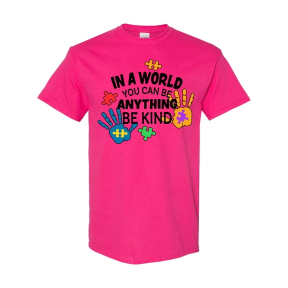 Inktastic In a World You Can Be Anything Be Kind Autism Awareness T-Shirt