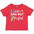 thumbnail image 3 of Inktastic Just Down Right Perfect Down Syndrome Awareness Ribbon Boys or Girls Baby T-Shirt, 3 of 5