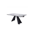 thumbnail image 4 of Whiteline Modern Living Chicago Extendable Dining Table 10mm tempered clear glass top, sanded black metal legs, 4 of 9