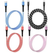 4 PACK 10ft iPhone to USB-C Cord Multi-color Set Compatible with iPhone 14 13 12 Pro Max, iPad 9 8 Gen Fast Charging Cable