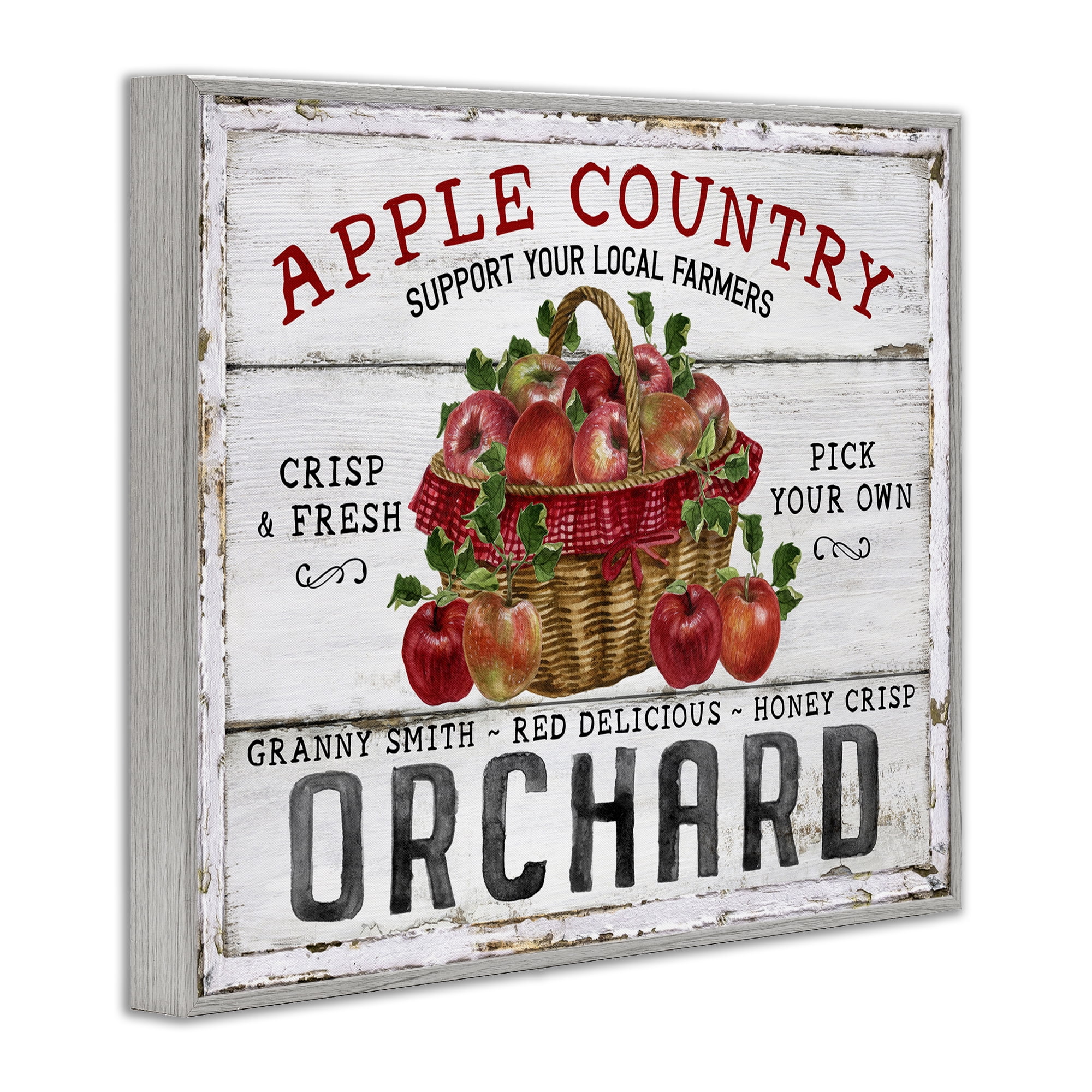 Stupell Industries Rustic Apple Orchard Holiday Painting Gray Framed Art Prints Wall Art, 20 x 16