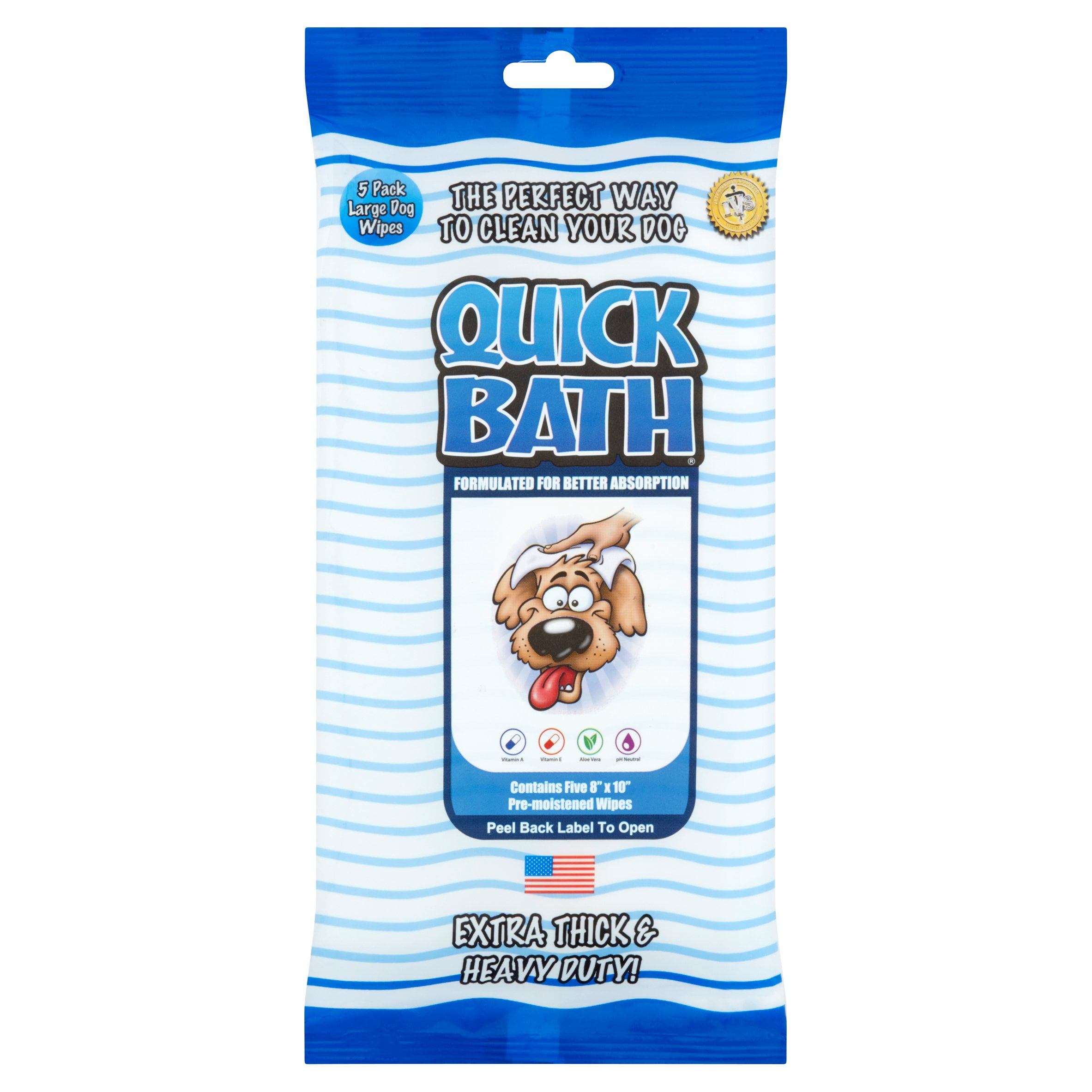Quick Bath Large Dog Wipes, 5 pack