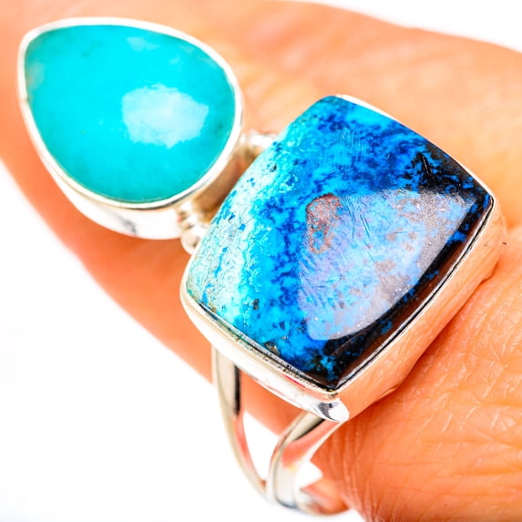 Large Shattuckite, Amazonite Ring Size 11 (925 Sterling Silver) - Handmade Boho Vintage Jewelry RING127779