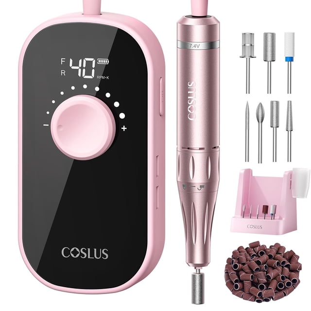 Lima eléctrica para uñas COSLUS E51 40000 RPM recargable rosa