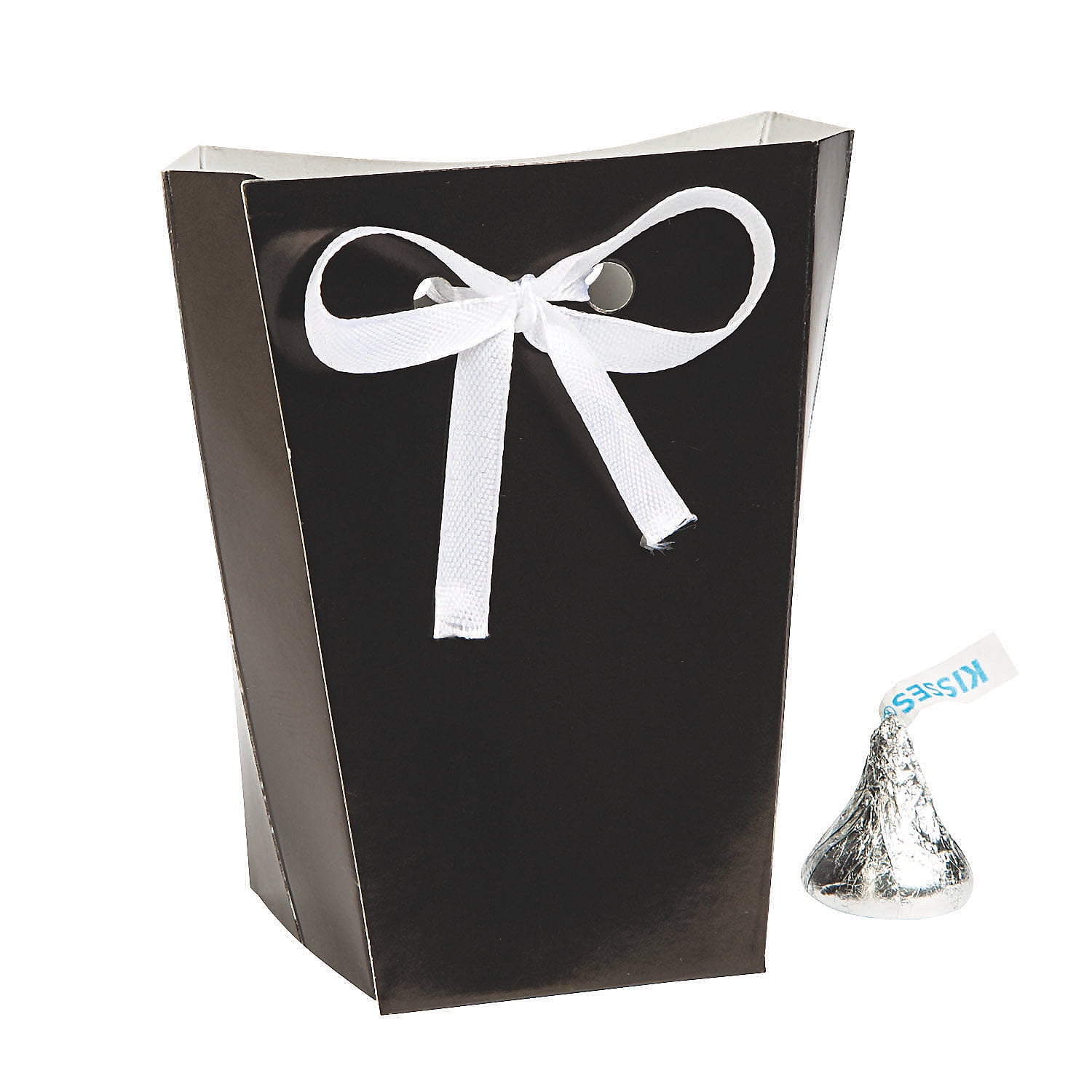 Small Black Paper Favor Bags W/ Ribbon - Party Supplies - 24 Pieces - 0 - 0