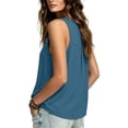 thumbnail image 4 of Vivianyo HD Women's V-Neck Pleated Sleeveless Tank Top, Casual Solid Vest for Women Summer Vacaton Wear, Women's Blue, Sizes S-2XL, 4 of 7