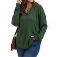thumbnail image 4 of cocolona Hoodies for Women V Neck Drawstring Sweatshirts Fall Long Sleeve Shirts Fashion Solid Color Tops Casual Loose, 4 of 7