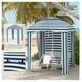 thumbnail image 4 of Beach Umbrella 5.8ft, Cabana Style, Portable Sun Shelter with Windows & Ruffles - Blue White Stripe, 4 of 9