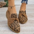 thumbnail image 5 of Dweltoz Women's Leopard Print Pointed Toe Loafers Twist Knot Slip On Mid Heel Dress Shoes Casual Office Block Heel Footwear,Brown 9, 5 of 7