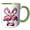 Green/White, variant on 3drose, Funny Cool Colorful Pink Flamingo Birds Drinking Martinis Abstract, 11oz Two-tone Red Mug