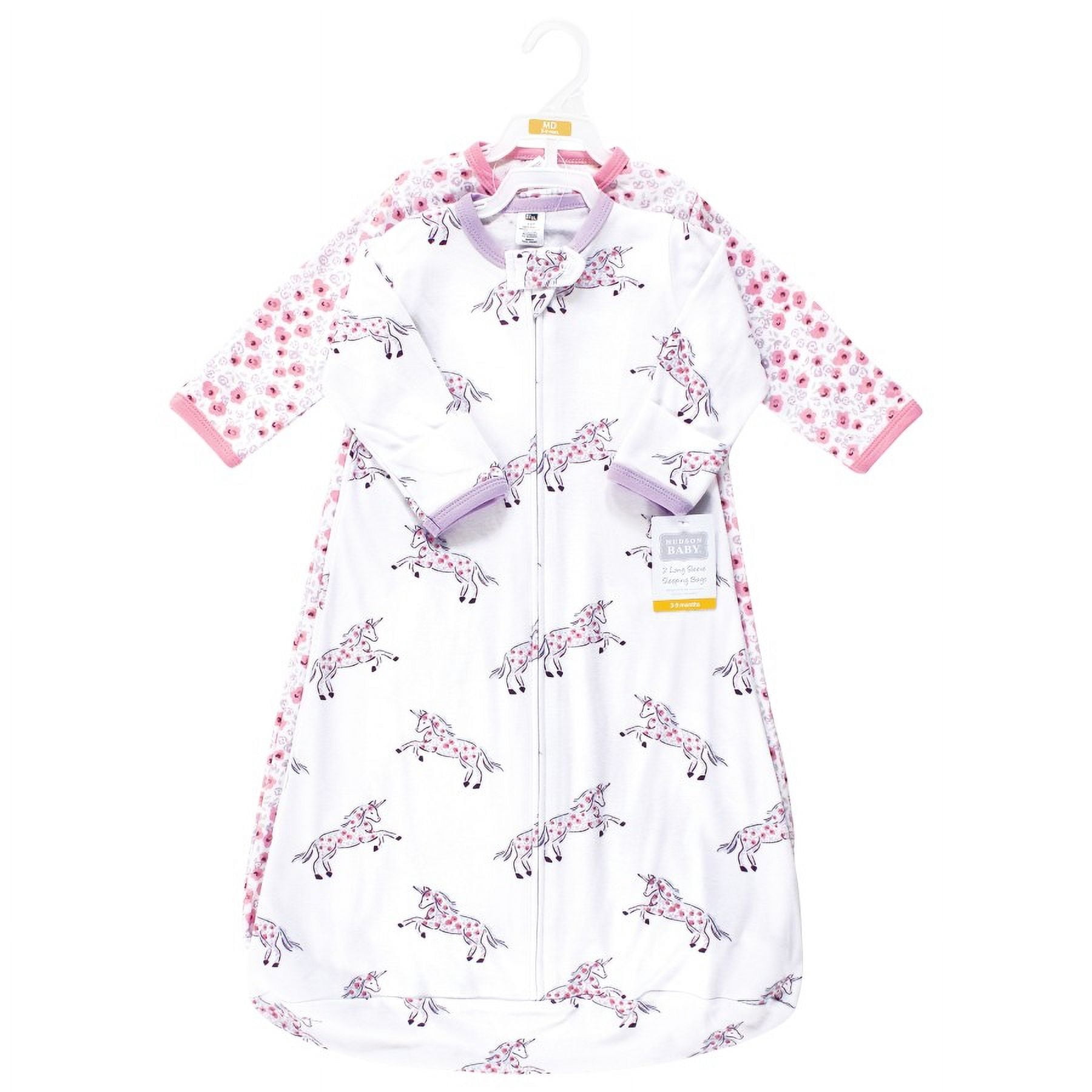 Hudson Baby Infant Girl Cotton Long-Sleeve Wearable Sleeping Bag, Sack, Blanket, Floral Unicorn Long Sleeve, 18-24 Months
