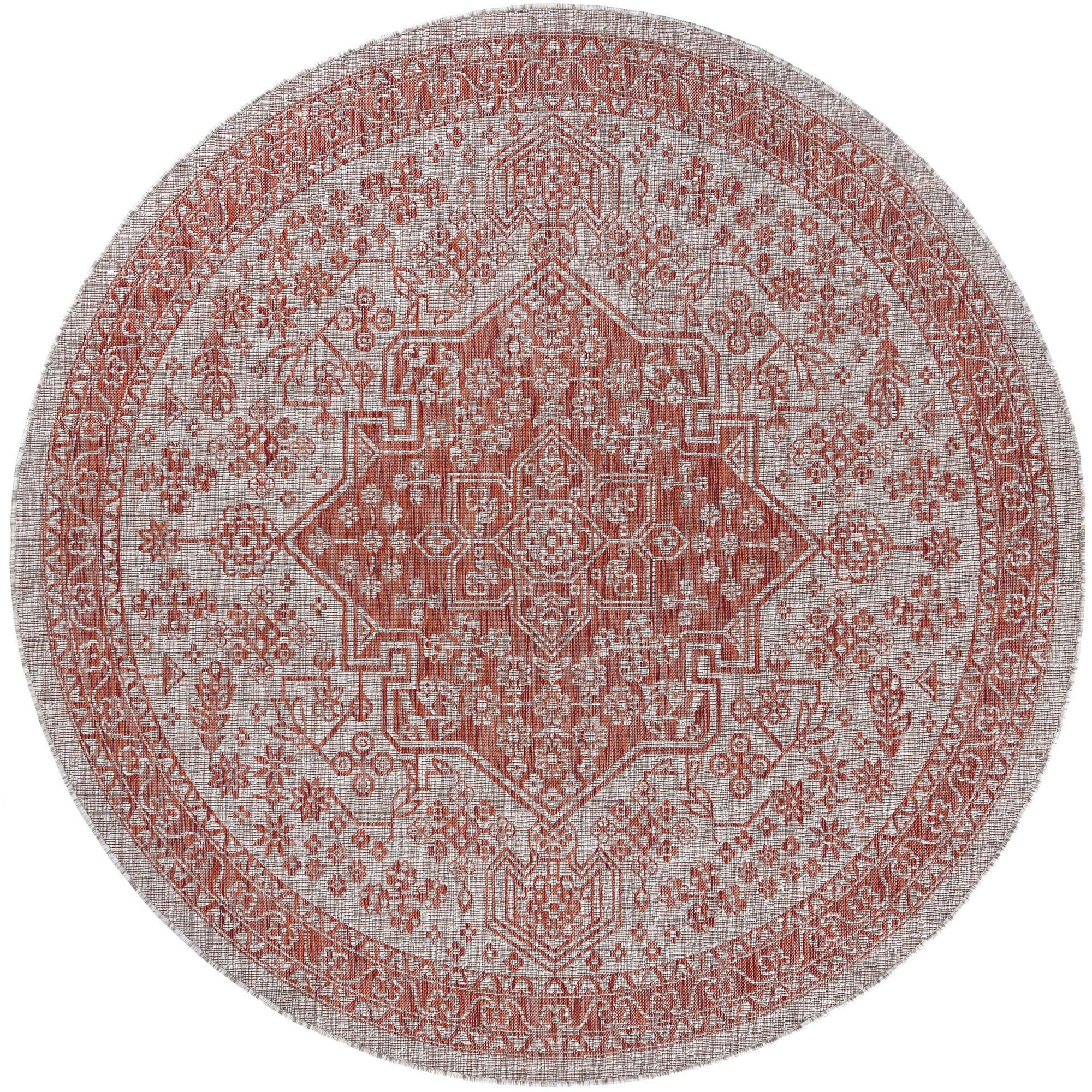 Tayse Vnd148rnd Vaux 8Ft Round Traditional Medallion Indoor / Outdoor