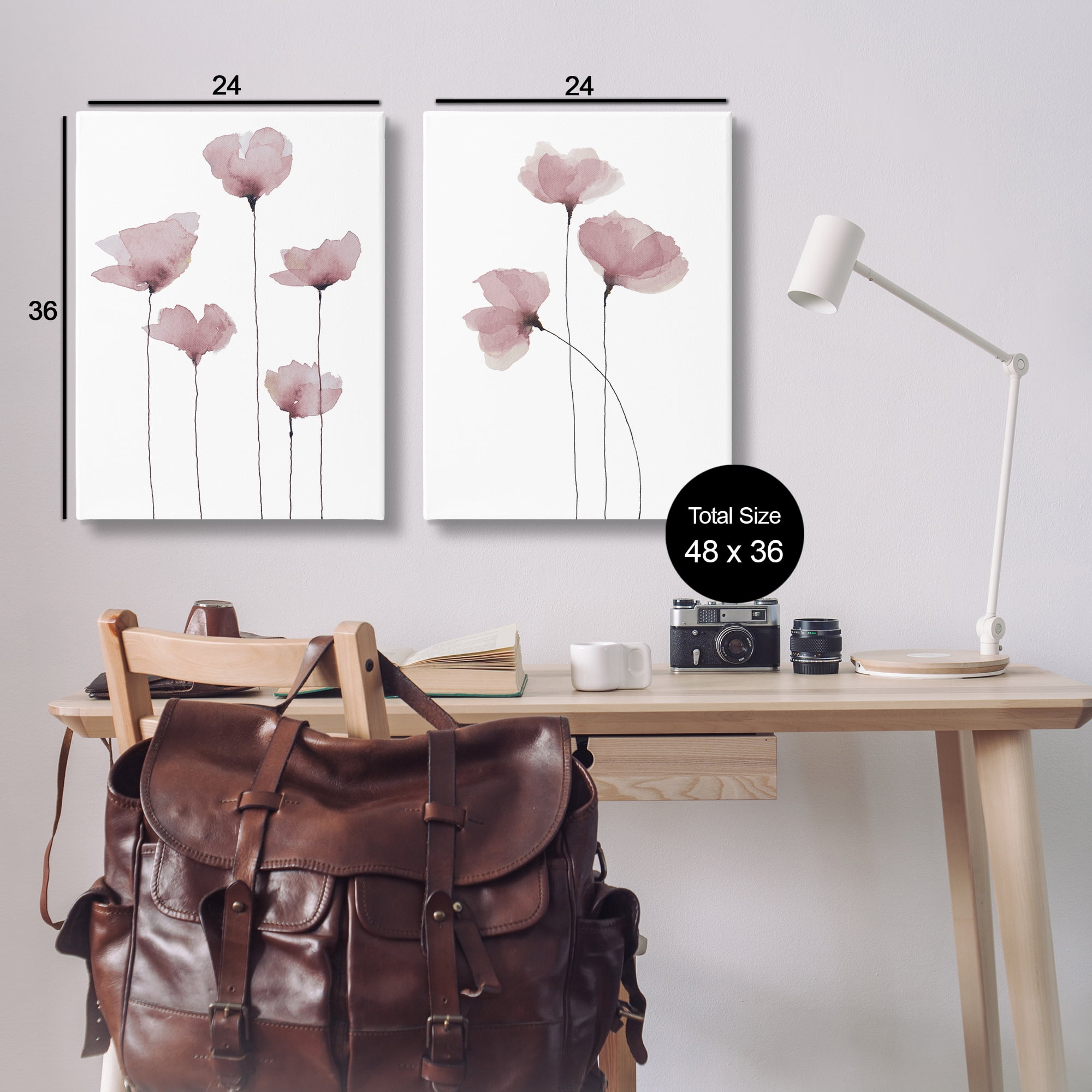 Stupell Industries Poppies Standing Tall Floral & Botanical Painting Wrapped Canvas Art Print Wall Art, 24 x 36, Set of 2