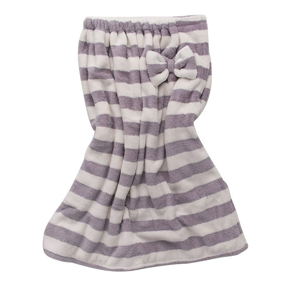 Htigea Strapless Shower Robe for Women Striped Sleeveless Elastic Tube Bath Dress Soft Fleece Spa Bathrobe Purple,Free Size