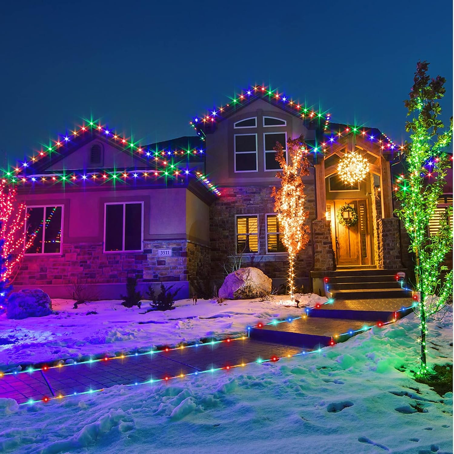 PandaTop 2 Pack Solar Rope Lights, 39 ft 100 LED Solar String Lights Outdoor Waterproof, 8 Modes Solar Christmas Lights Outdoor for Garden Pool Patio Porch Tree Party Wedding Christmas(Multicolor)