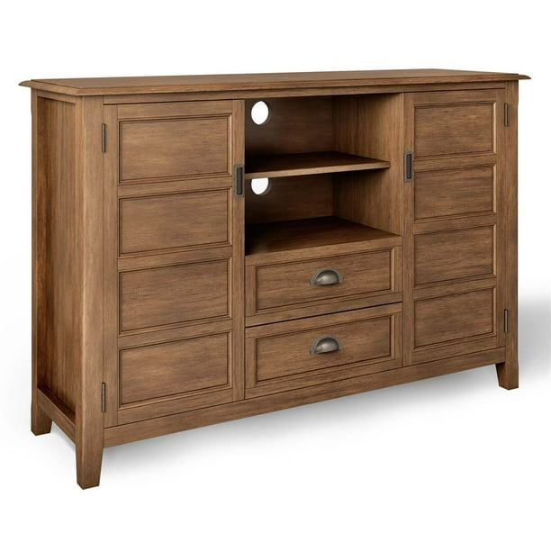 Tall TV Media Stand in Rustic Natural Aged Brown