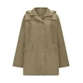thumbnail image 5 of yardsong Raincoat Women Waterproof Long Hooded Full Zip up Rain Jacket Button Down Trench Coats Windbreaker Travel Jacket 2025 Khaki,L, 5 of 7