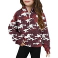 thumbnail image 2 of Bnwani Sweatshirt Girls Zip Mock Neck Long Sleeve Half Zip Crop Fleece Sweatshirt Camouflage Pullover Size 7-8, 2 of 5