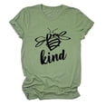 thumbnail image 1 of Camisa con estampado de letras de verano, cuello redondo, manga corta, camiseta holgada informal con letras a la moda para mujer, verde oliva (letra negra) XXXL, 1 of 3